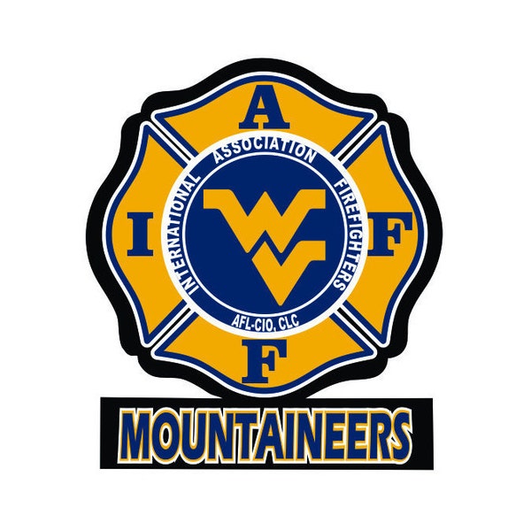 IAFF West Virginia Mountaineers Car Decal for Union Firefighters - Free Shipping
