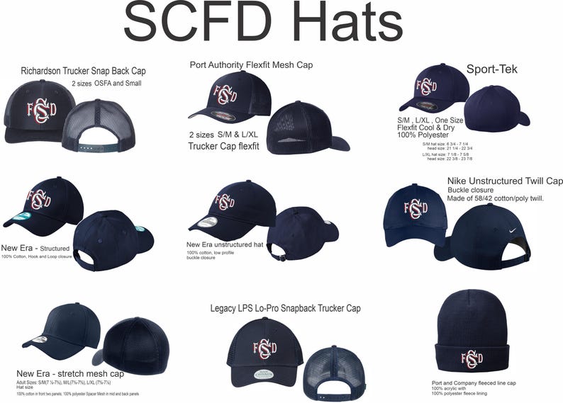Sdfd Hat SCFD - Uniform Design Hat - Legacy Pro, New Era, Nike, Richardson, Port ...
