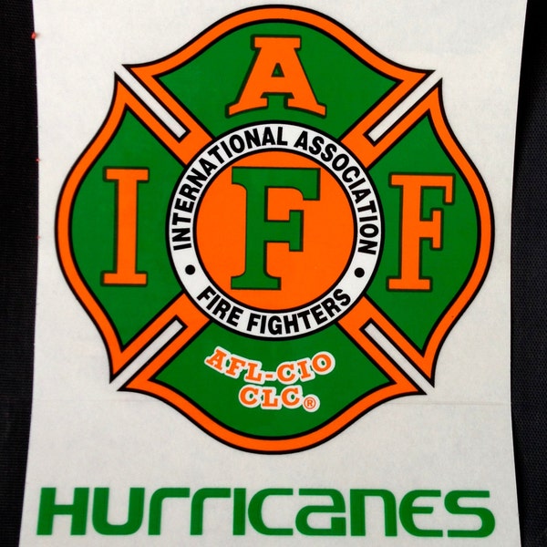 IAFF Miami Hurricanes Car Decal for Union Firefighters - Free Shipping