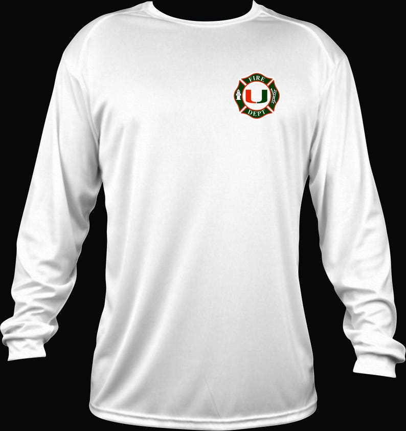 UM Miami Hurricanes Firefighter L/S Dri-Fit t-shirt in White Free Shipping image 2