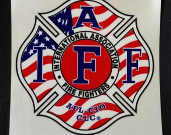 IAFF Florida US Flag Car Decal for Union Firefighters - Free Shipping