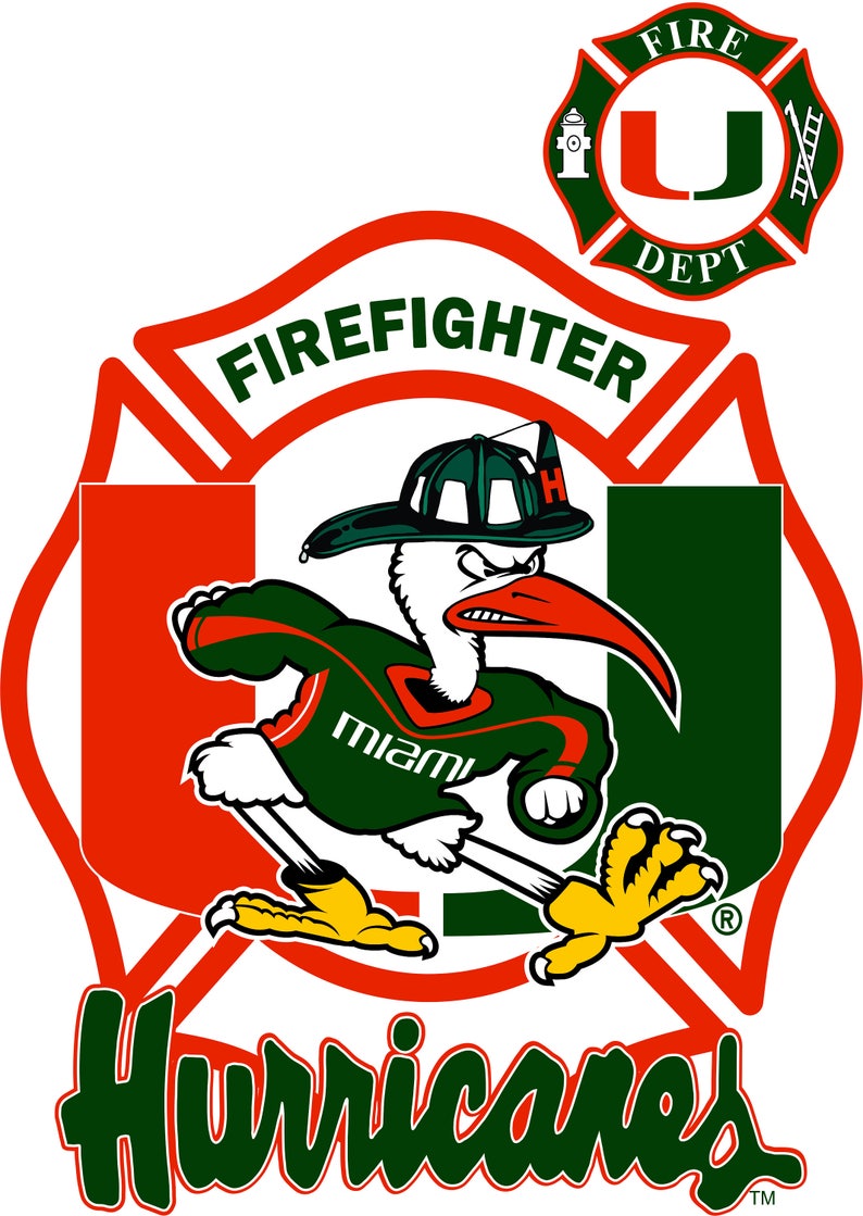 UM Miami Hurricanes Firefighter L/S Dri-Fit t-shirt in White Free Shipping image 3