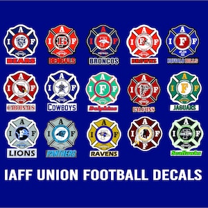 Firefighter Decals NFL - IAFF for Union Members - stickers for car, laptop, cup, whatever.