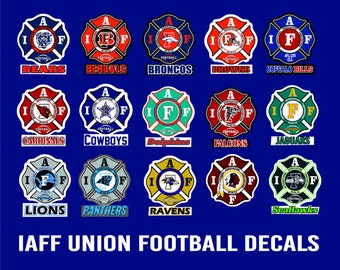 Firefighter Decals NFL - IAFF for Union Members - stickers for car, laptop, cup, whatever.