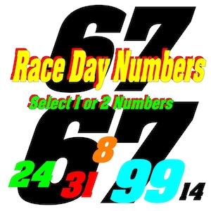 Race Day Number Decals - Select Size & Color