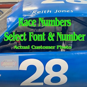 Race Car Numbers Set Vinyl Decals (2x) - Stock - Rally Car - Select Font, Size & Color