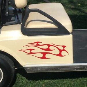 Golf Cart Flame Kit Set of 4 Decals 2 Right and 2 Left Sides - Also Fits ATV and UTV - Several Colors To Choose From - FLM20