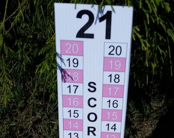 Pink Checkers Scoreboard: Cornhole, Ladder Ball, Horseshoes