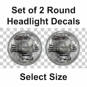 Set of 2 Round Headlight Graphics Racing Headlamp Drag Racing - Faux Headlights Decals Includes 1/2 Sizes  - BW2
