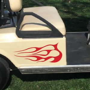 Golf Cart Flame Kit Set of 4 Decals 2 Right and 2 Left Sides - Also Fits ATV and UTV - Several Colors To Choose From - FLM18