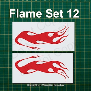 Set of 2 Vinyl Decal Flames - Style FLM 12 - Select Size & Color