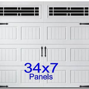 Prairie 34 x7 Long Panel Faux Garage Door Windows Decals Designed For Wide Panel Doors image 1
