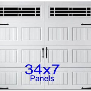 Prairie 34 x7 Long Panel  Faux Garage Door Windows Decals - Designed For Wide Panel Doors