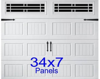 Prairie 34 x7 Long Panel  Faux Garage Door Windows Decals - Designed For Wide Panel Doors