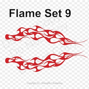 Set of 2 Vinyl Decal Flames - Style FLM 9 - Select Size & Color