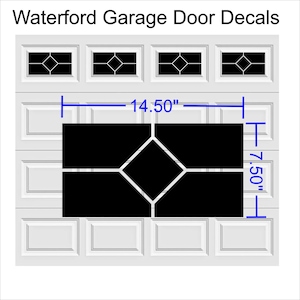 Waterford Faux Window Garage Door Vinyl Decals Fits 8 x 15 & up
