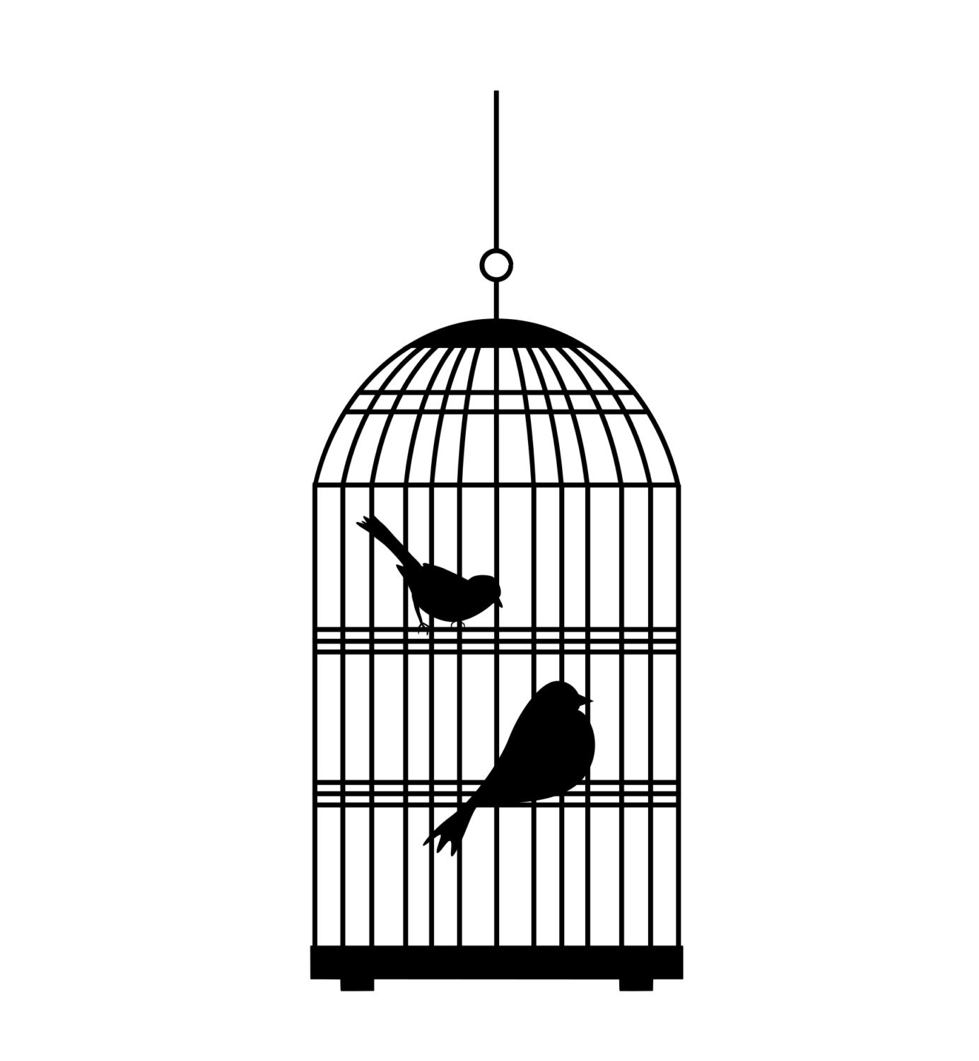 Bird Cage Vinyl Wall Decal Select Color | Etsy