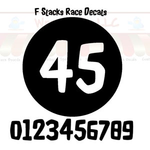 Racing Numbers Round Meatball - F Slacks Font - Grunge - Car, Motorcycle, Truck Midget Dirt - Select Color & Size