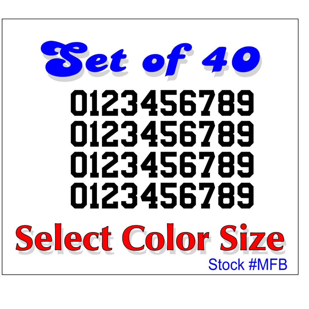 Vinyl Number Decals Set – 40 Stickers for Sports, Mailbox Version MFB ...