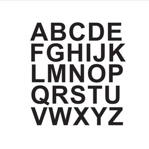 Alphabet / Letters Set of 26 Vinyl Decals Stickers - DIY Signs - Helmets, Boats, Bins - Select Size & Color