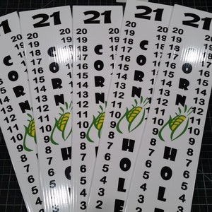 Set of 5 Cornhole Scoreboard Score Keeper - Corn Husk With Black Letters