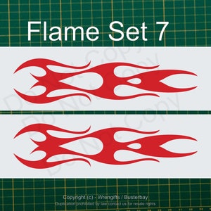 Set of 2 Vinyl Decal Flames  - Style FLM 7 - Select Size & Color