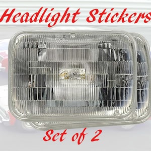 Faux Rectangle Headlight Stickers for Stock Cars - Derby, Race, RC Cars - Golf Carts - Motorcycles - Go Carts Karts - Two Decals BW2