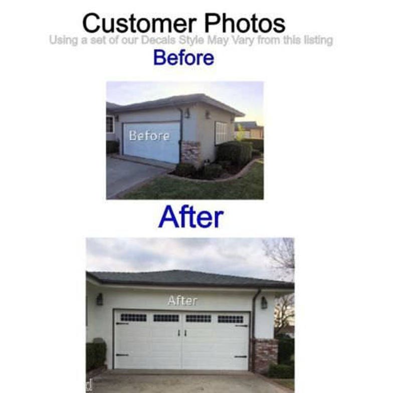 Prairie 34 x7 Long Panel Faux Garage Door Windows Decals Designed For Wide Panel Doors image 5