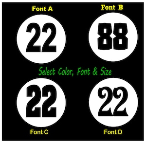 Vintage Look Meatball Race Car Numbers Vinyl Decals (2x) - 2 Color - Select Size & Color