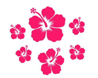 40 RED HIBISCUS FLOWER STICKERS CAR WALL BEDROOM WINDOWS DECALS GRAPHICS