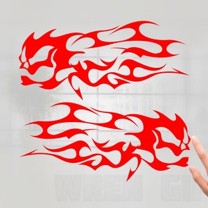 Skull Head Flame Vinyl Decal Stickers Motorcycle Gas Tank Badge - Select Color