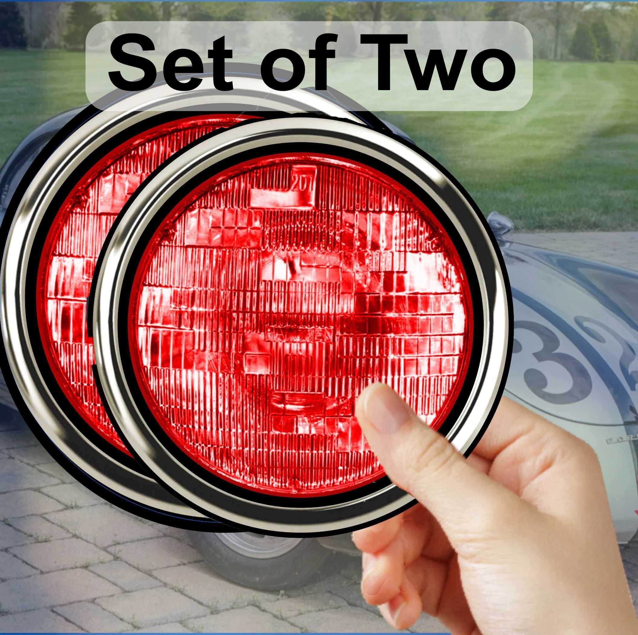 Red Taillight Stickers With Faux Chrome Ring - Race Car Decals (set of ...