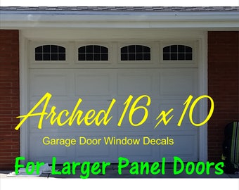 Carriage House Arched Window Style Faux Garage Door Vinyl Decals - For 16 x 10 Panels