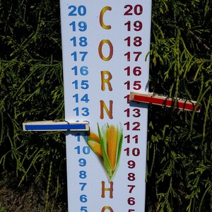 Cornhole Scoreboard Score Keeper - Full Color "Corn Hole" & Life Like Corn Cob Graphic