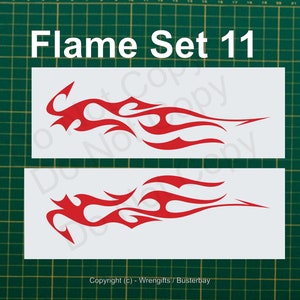 Set of 2 Vinyl Decal Flames - Style FLM 11 - Select Size & Color