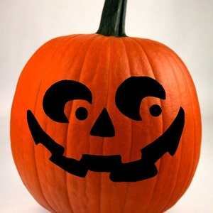 Halloween Pumpkin Funny Face DIY Decals Set of 4 Safer Than Carving ...