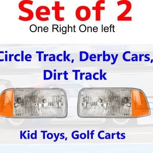 Set of 2 Faux / Fake Headlight Assembly Stickers / Decals for - Golf Carts - Stock Cars - Derby Cars - Race Cars - Amber Turn RC Cars - ST2