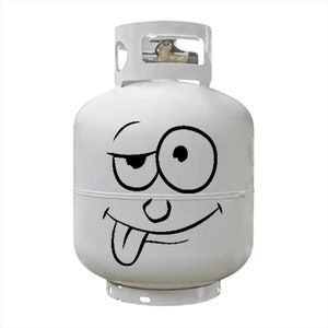 Dress up Your Boring Propane 20lb Tank With Our Funny Face Quality Vinyl Decal Sticker - Select Color - Version 2