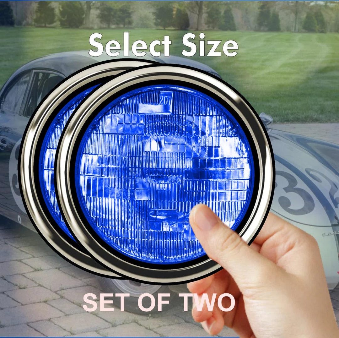 Blue Headlight Taillight Stickers, Chrome Ring Decals, Race Car Decor ...