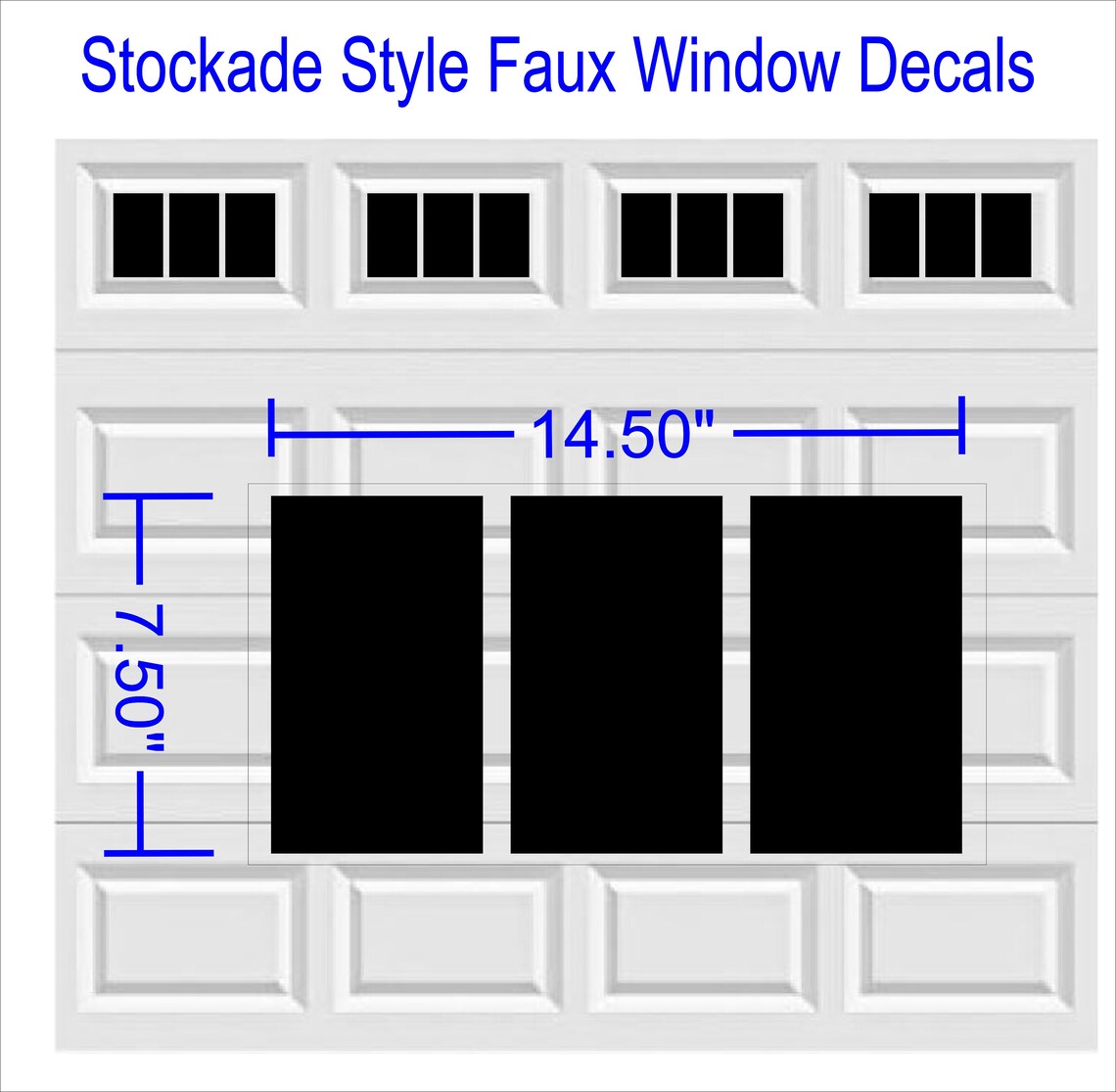Garage Door Faux Window Vinyl Decals Stockade Design Fits 8 X Etsy
