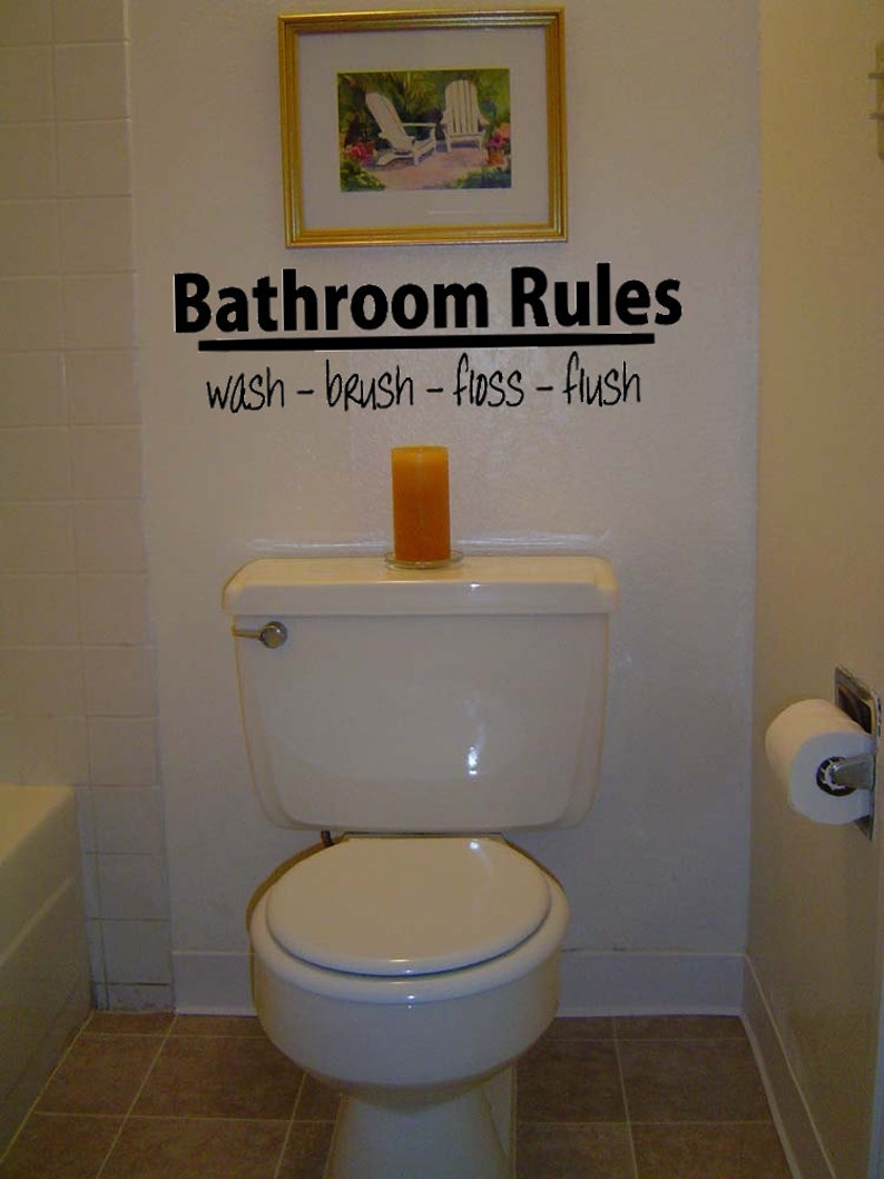 Bathroom Rules Wash Brush Floss Flush Vinyl Decal Sticker Etsy