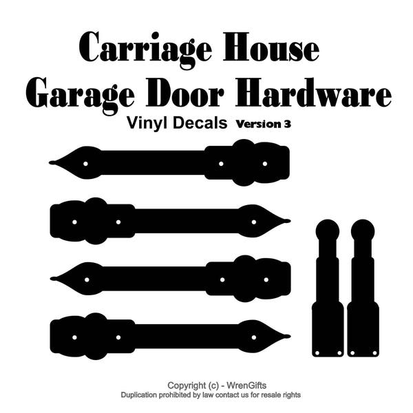 Carriage / Craftsman Garage Door Hardware - Vinyl Decals - Ver3