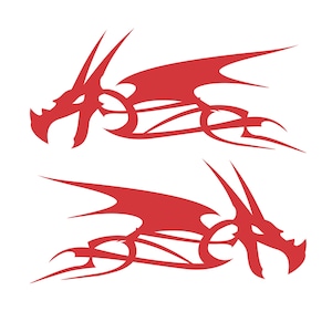 Dragon Head Flame Vinyl Decal Stickers Motorcycle Gas Tank Badge - Select Color
