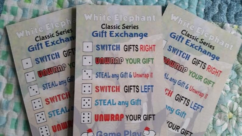 classic white elephant dice game holiday fun at its etsy