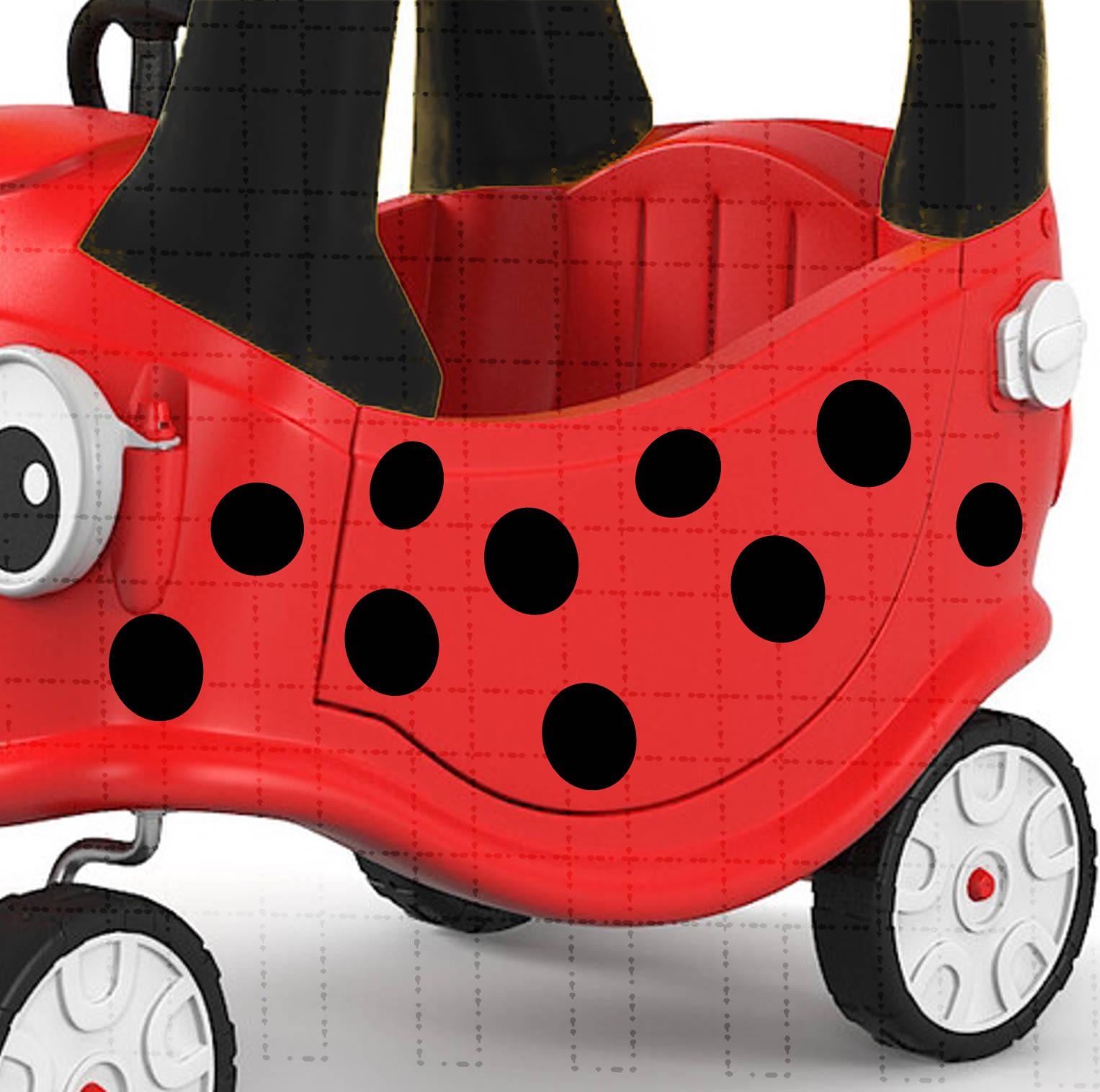 Lady Bug Dots - Convert Ride on Toys into a Lady Bug 24 Dots - Fits Cozy Coupe and Others