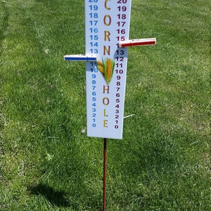 Cornhole Scoreboard Score Keeper - Full Color "Corn Hole" & Life Like Corn Cob Graphic