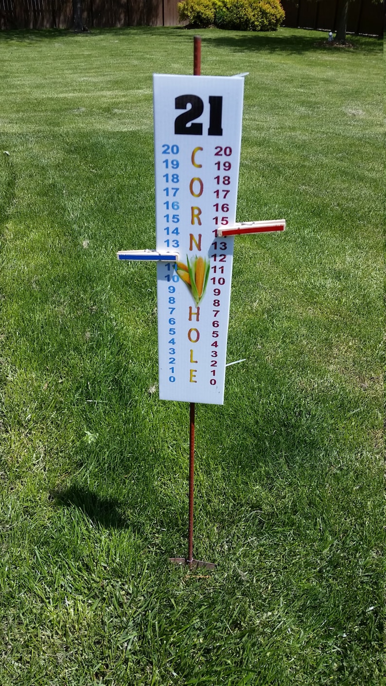 Cornhole Scoreboard Score Keeper - Full Color "Corn Hole" & Life Like Corn Cob Graphic