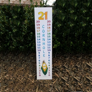 Cornhole Scoreboard Score Keeper - Full Color &quot;Corn Hole&quot; & Extra Large Cartoon Corn Cob - With Bracket Easily Attach to a Pole