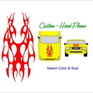 Huge Hood Flame Decal - Fits Dodge Charger - Ram - Ford F150 - Mustang & More - Universal Decals - Select Color