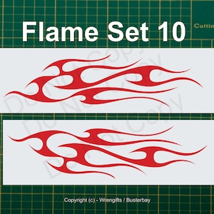 Set of 2 Vinyl Decal Flames - Style FLM 10 - Select Size & Color